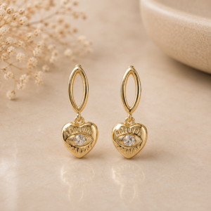ARETES CON DIJE DE OJO TURCO COLGANTE